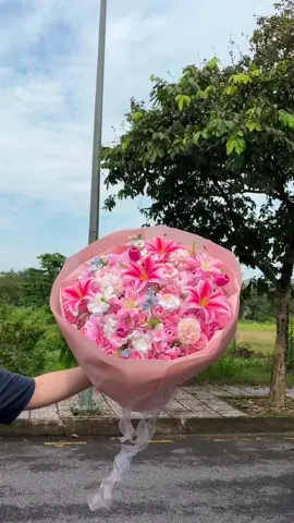 Bó hoa sáp ly hồng size lớn